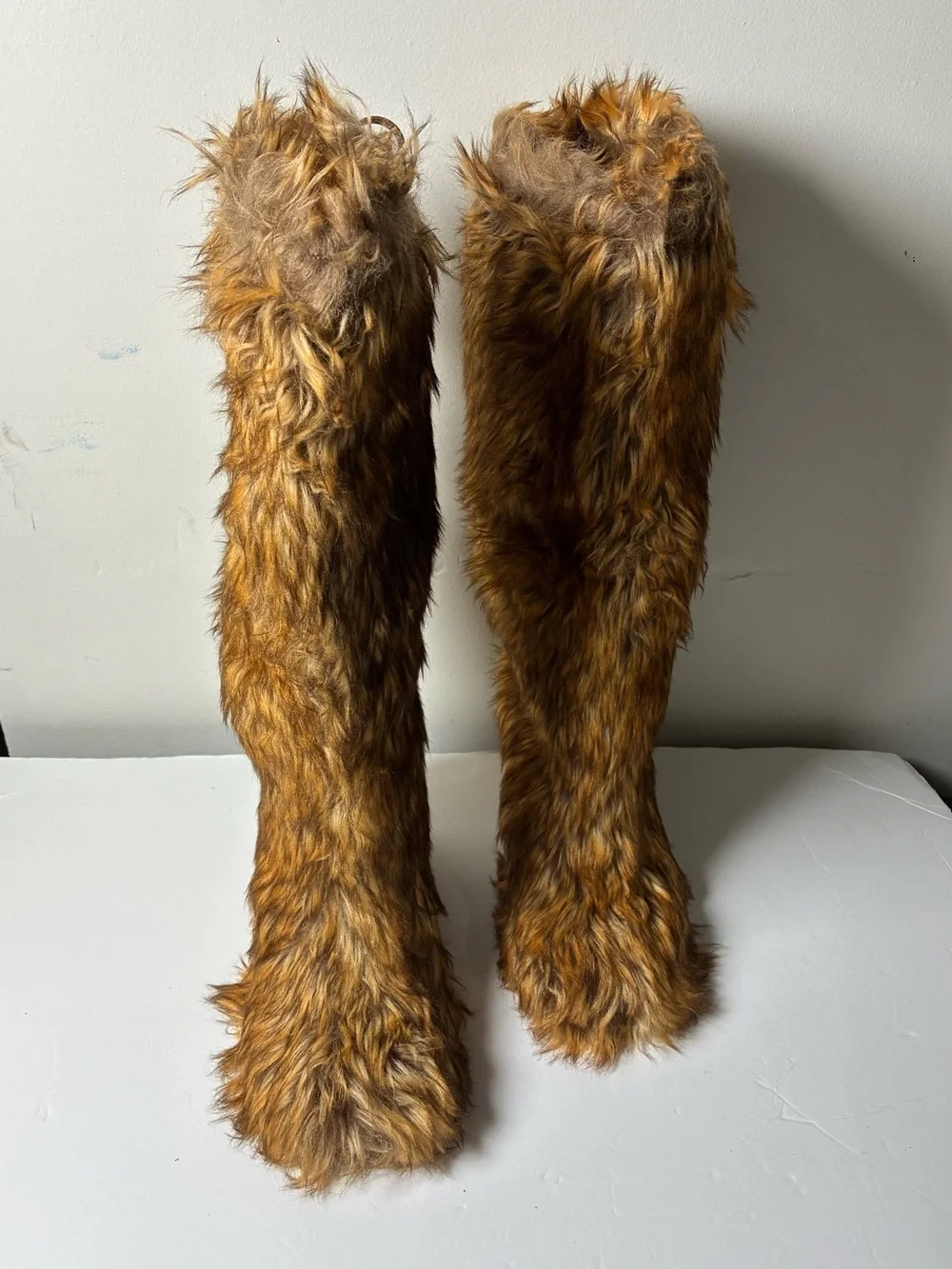 Faux Fur Over-the-Knee Boots in Brown